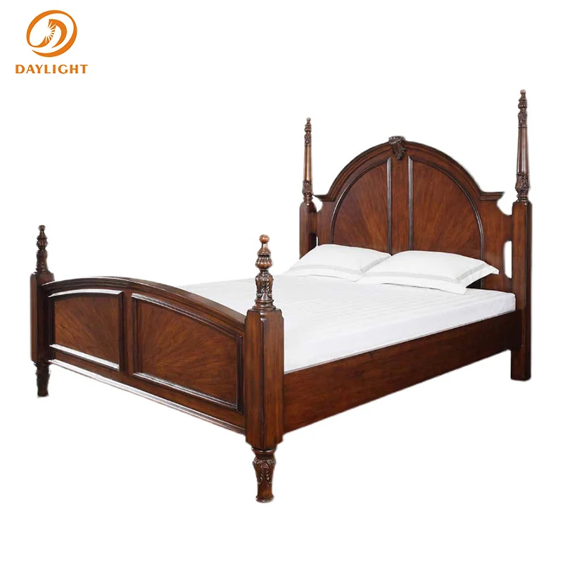 Bedroom Solid Wooden Design Furniture European Luxury Wood Vintage Royal Set Apartment High-end Villa Mahogany Classic Hotel Bed