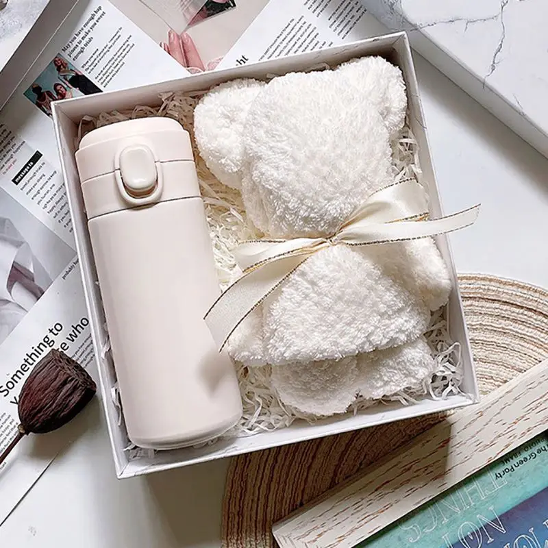 Low Price Perfume Gifted Box, Christmas Business Wedding Gift Set With Thermos Cup Bathroom Towel