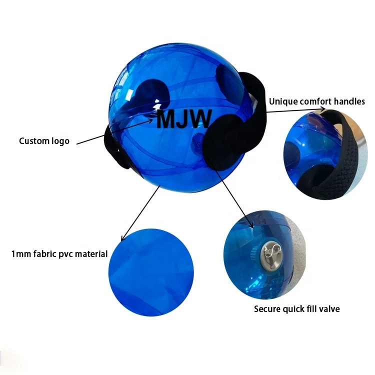 Customized 5kg/30kg inflatable Pvc Balance aqua ball Bag Water Polo Aqua Ball for home Workout Gym Training