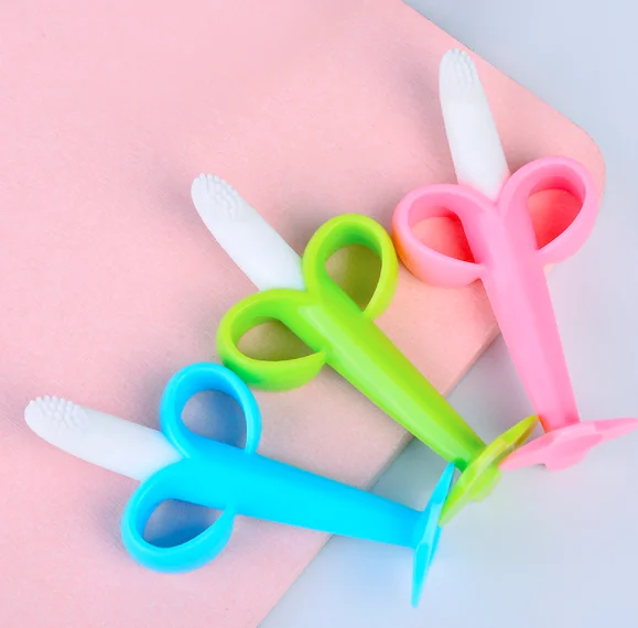 Wholesale fruit banana teether toothbrush baby tooth brush teether toy for kids baby teething toy silicone baby teether