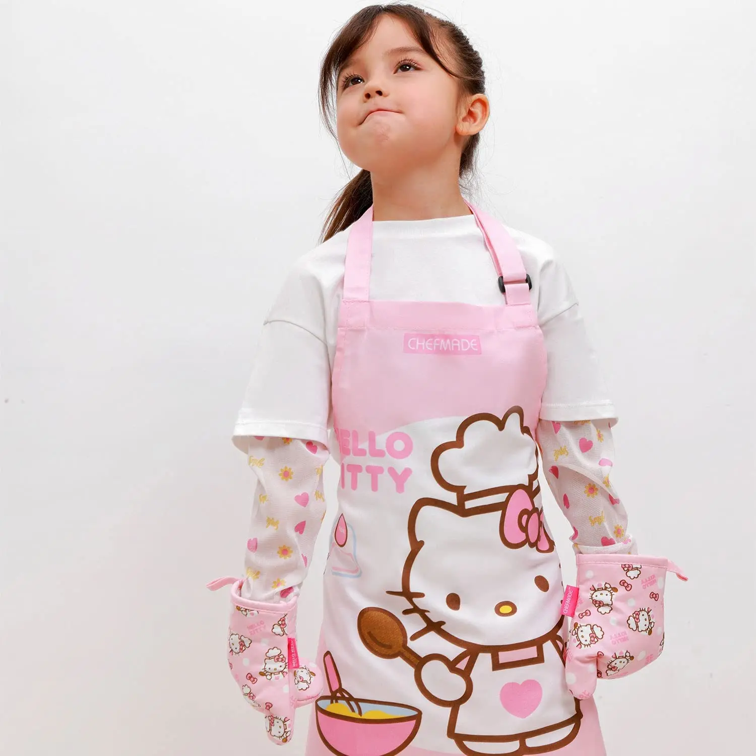  Amazon Hot Pink Food Grade Silicone Kids Baking Set with Apron spatula
