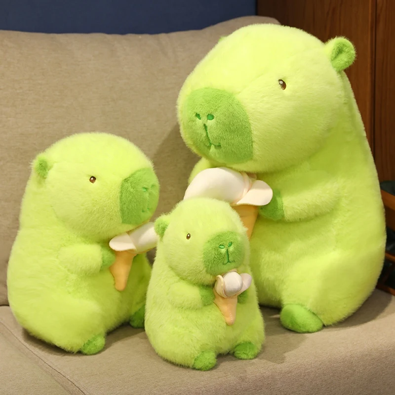 New Arrival Custom Stuffed Green Capybara with Banana Plush Toys for Kids Gift