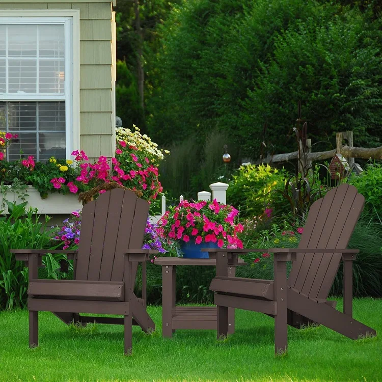 Adirondack Chair with Cup Holder Weather Resistant 1 Chair Patio Plastic Adirondack Chair for Lawn Garden  Backyard