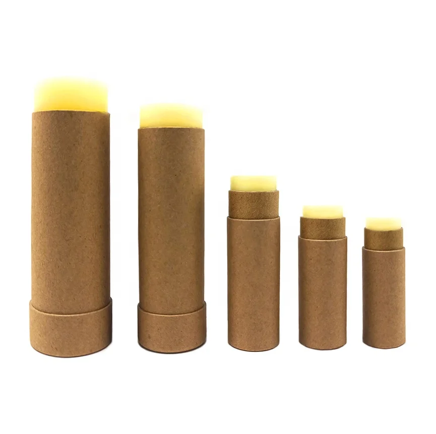 
100% Plastic Free Eco Friendly Cardboard Containers Push Up Kraft Paper Tubes For Cosmetic Lip Balm Deodorant Stick 