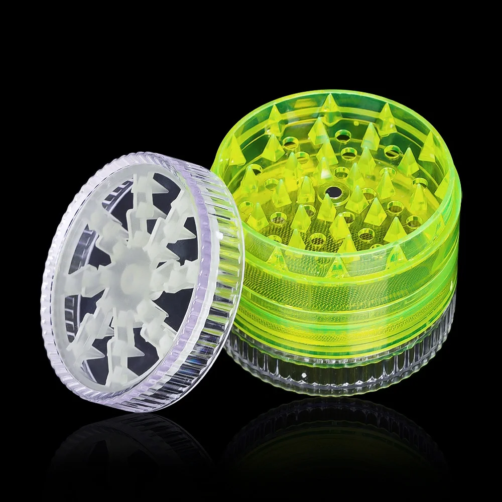 Plastic Spice 4 Layers manual moledores por mayor molinillo de hierbas Herbal Tobacco Led Herb Grinder Glow In The Dark Grinder