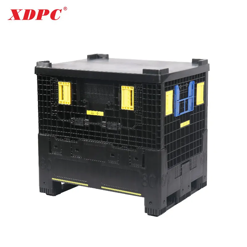 XDPC 800x600x760mm Industry Use Plastic Foldable Bins Collapsible Plastic Pallet Boxes With Lids