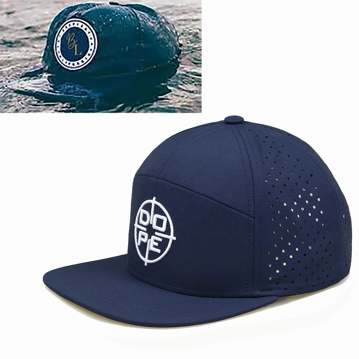 7 panel rubber PVC patch Laser Cut Hole performance snapback laser Resistance Waterproof Golf Snapback Gorra Gorras Caps Hats