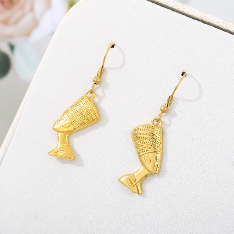 Египетская королева, серьги со шпилькой, для женщин, нержавеющая сталь золотистого цвета в африканском стиле; Серьги оптовая продажа, модное ювелирное изделие, подарки