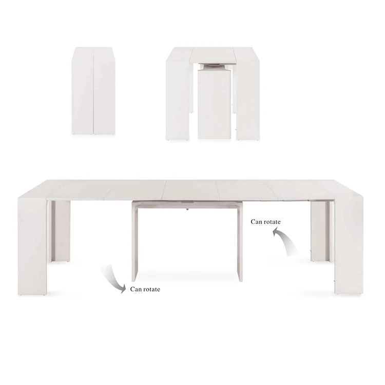 2023 new arrival space saving table white dining table extendable console table for home