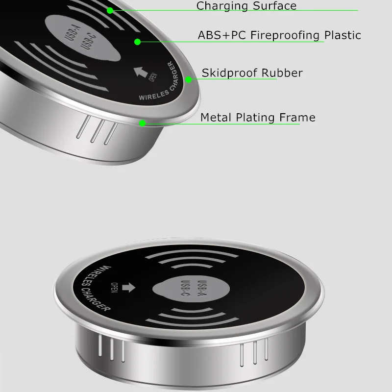 
Amazon best seller Mobile Phone Quick Charge QI Fast Charging or furniture wireless charger on the desk 