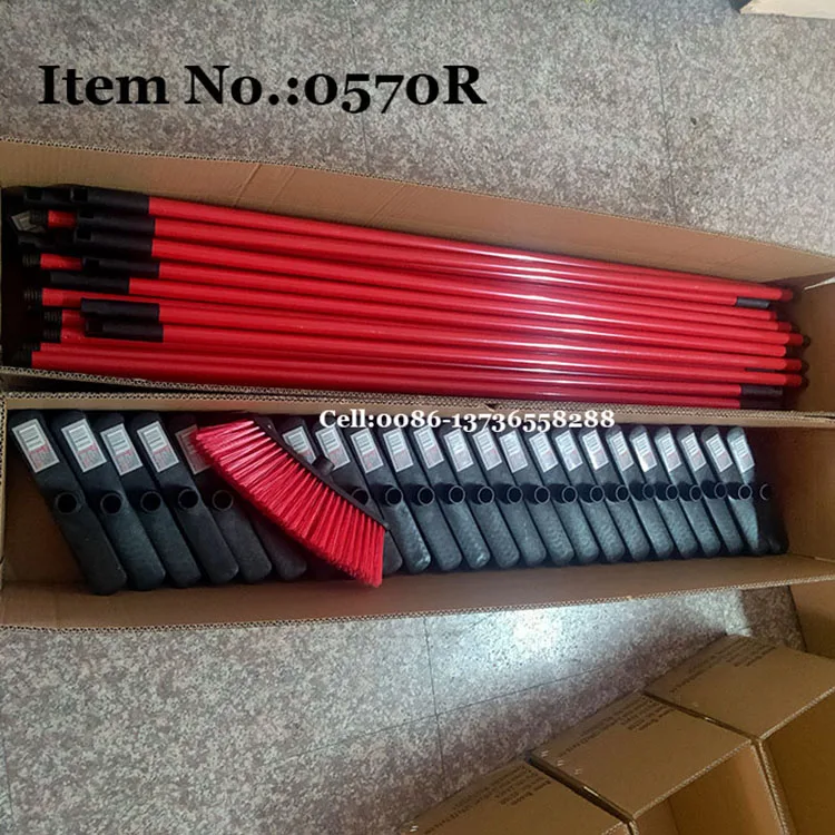 HQ0570R red color brush bristle soft broom for indoor cleaning promotion