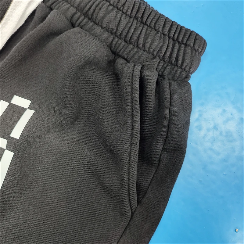 custom french terry cotton drawstring distressed silica print vintage wash shorts