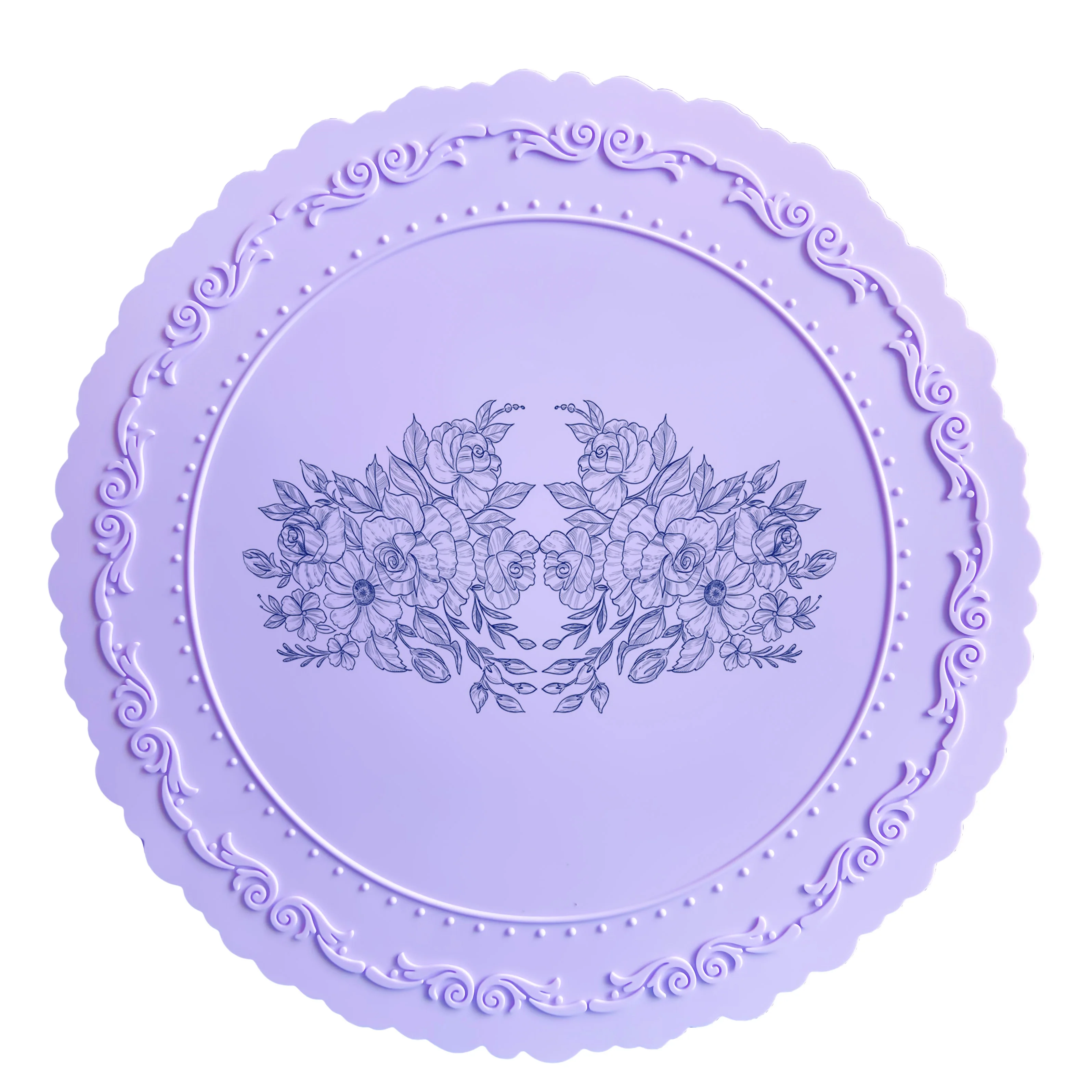 European embossed silicone dining mat anti slip customized rectangular heat resistant table mat printed soft silicone meal mat