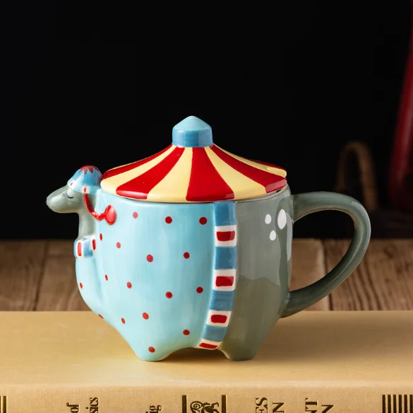 Eiguang милый мультяшный 3D стакан с животными чашка альпака керамическая для воды крышкой и ложкой подарок