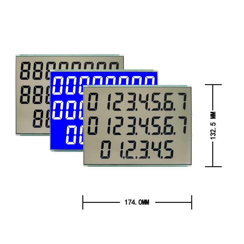 Cheap price Fuel dispenser specific custom segment lcd HTN Negative 5V no backlight lcd 7monochrome segment lcd display module
