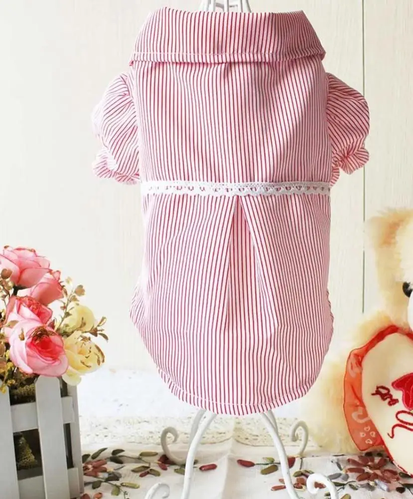Ropa Para Mascotas De Perro Fashion Spring Summer Pet Dog Clothes Cute Plaid Pattern Puppy Dog Cat T-Shirt Dress