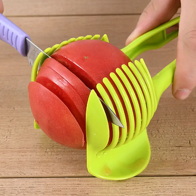 Handheld Kitchenware Tomato Slicer Bread Clip Fruit and Vegetable Cutter Holding Tool Potato Apple for Home Kitchen Gadget
