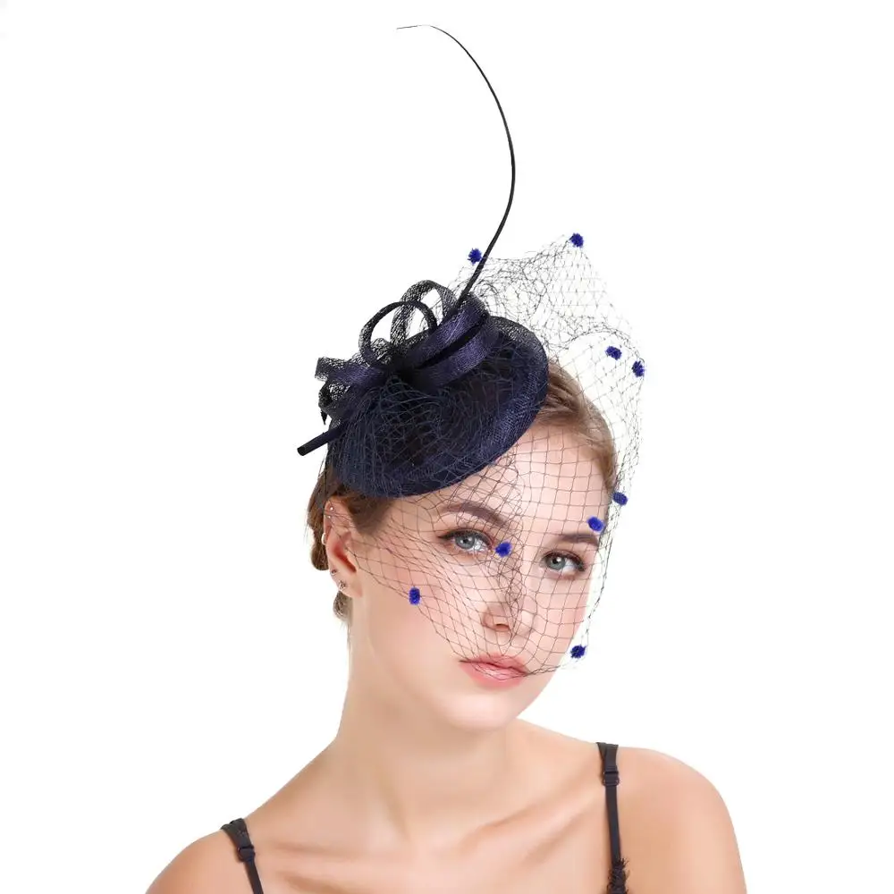 2020 New Design Elegant Wedding Hair Feather Fascinator church hats for black women