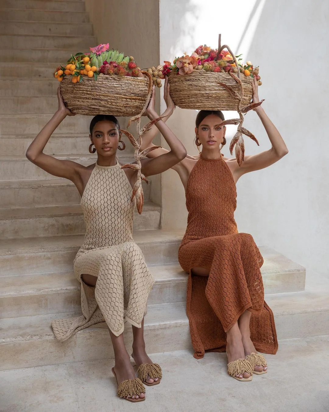 Womens Summer Clothing Maxi Beach Dress Hollowed Halter Dress Knitting Casual Dresses