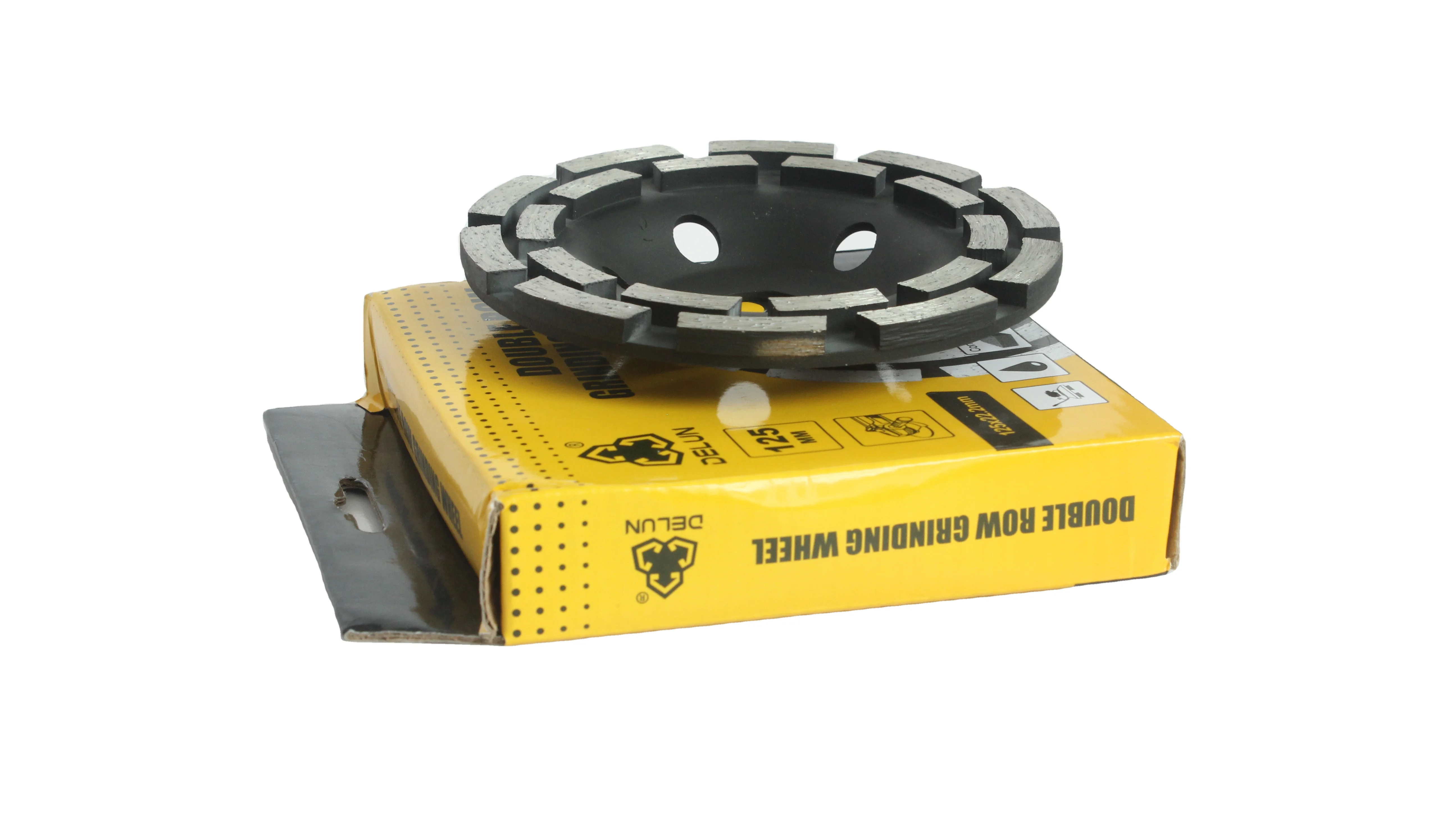 DELUN Hot Sale 5 inch 125 mm Durable Concrete Diamond Dry Polishing Aluminium Oxide Cup Grinding Wheel Disc