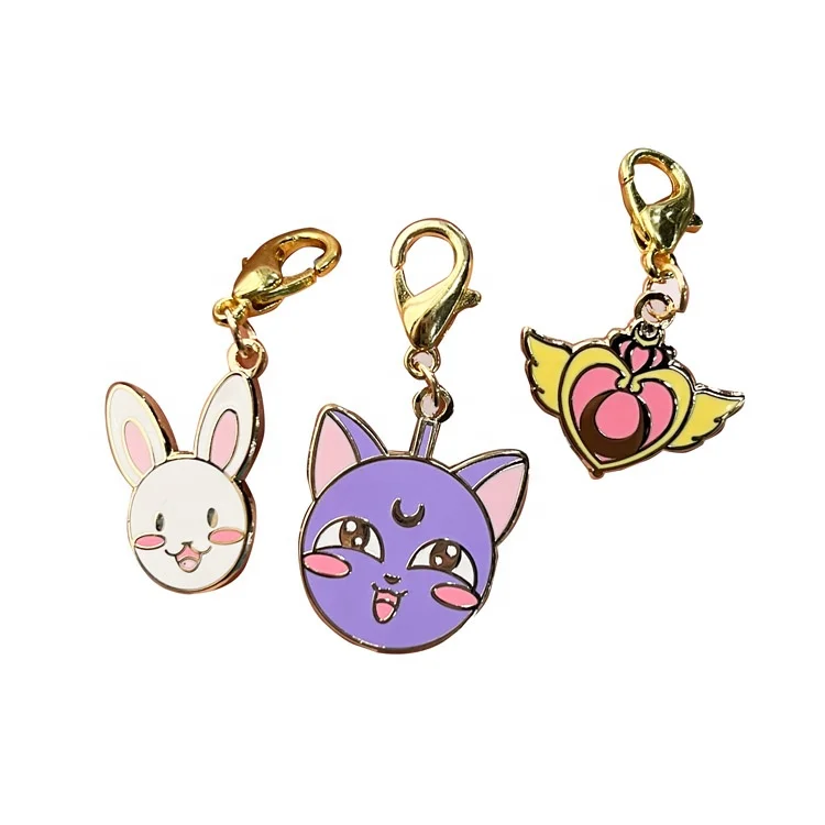 Customized Mini Keychain Design Japanese Food Logo DIY Charm Keychain Mirror Polished Metal Keychains