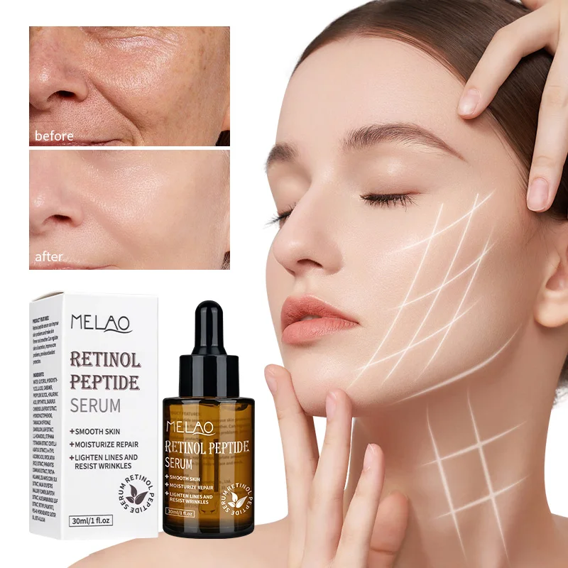 Private Label Face Retinol Serum Lighten Lines And Resist Wrinkles Moisturize Retinol Peptide Serum