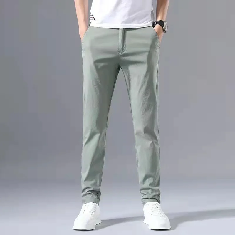 2022 Summer Suit Trousers For Men Classic Stretch Casual Black Gray Dress Korean Pants Business Formal Slim Fit Mens pants