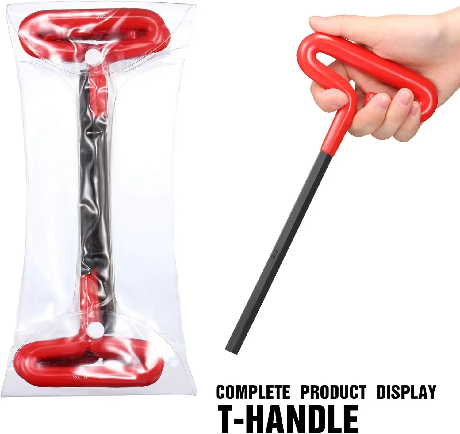 10 Piece Torx Star Metric SAE Ball T Handle Allen Hex Key Wrench Set Dip Plastic OEM Color T Allen Wrench Hex Key Set With Pouch