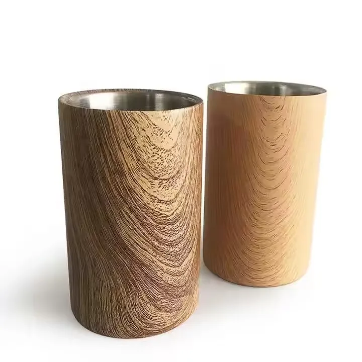 High Quality Wooden Ice Bucket Luxury Wine  Beverage Coolers Traditional Wood Grain Craft