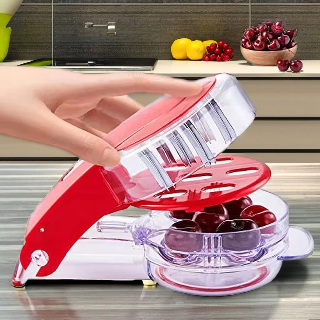 Portable 6-in-1 Cherry Seed Core Remover Quick Release Multi-Cherry Pitter Cake Fruit Salad Vegetables-Time-Saving Cutting Tool