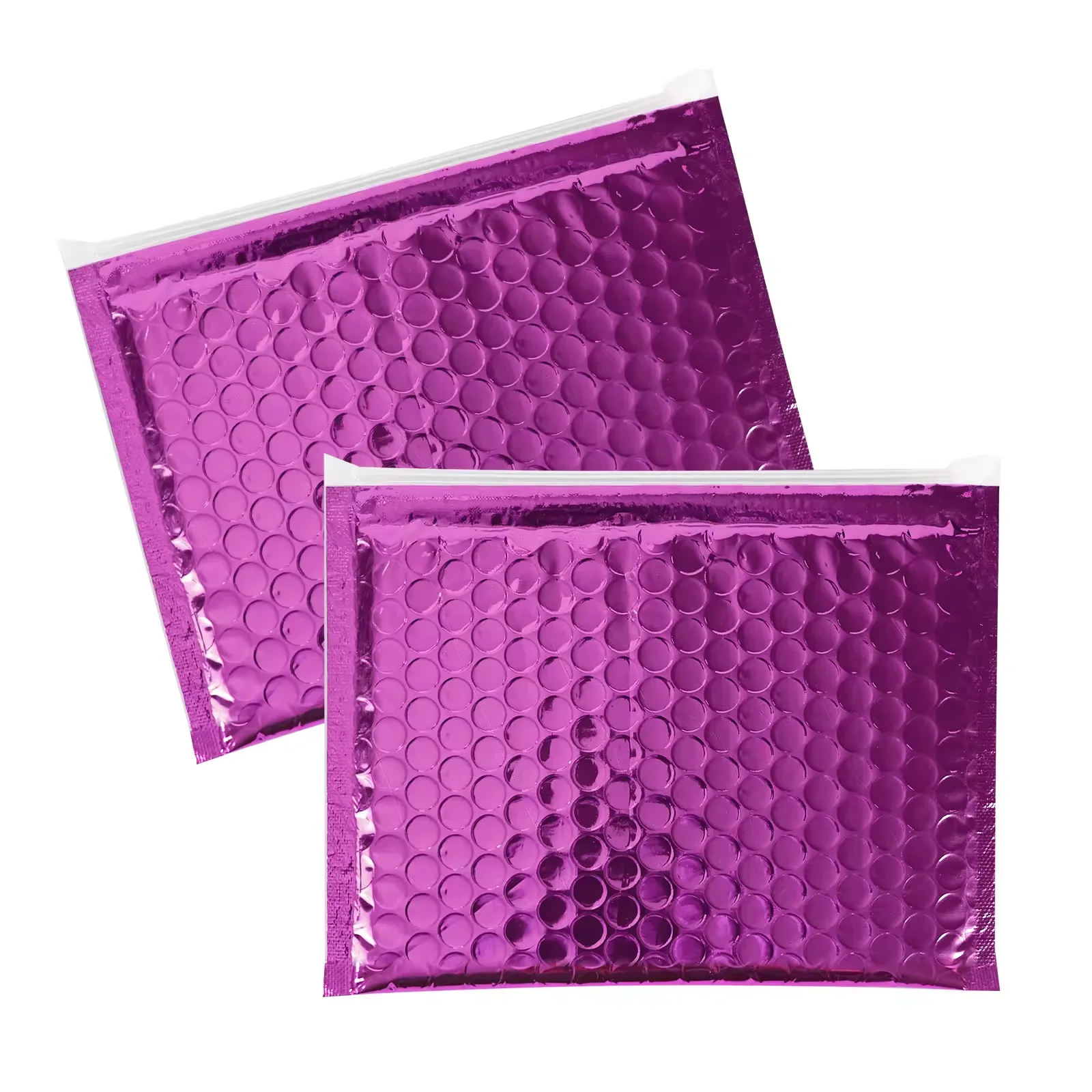Purple Shockproof Slide Seal Bubble Poly Metallic Zipper Packaging Bags Waterproof Cushioned Cosmetic Padded Ziplock Bubble Bag