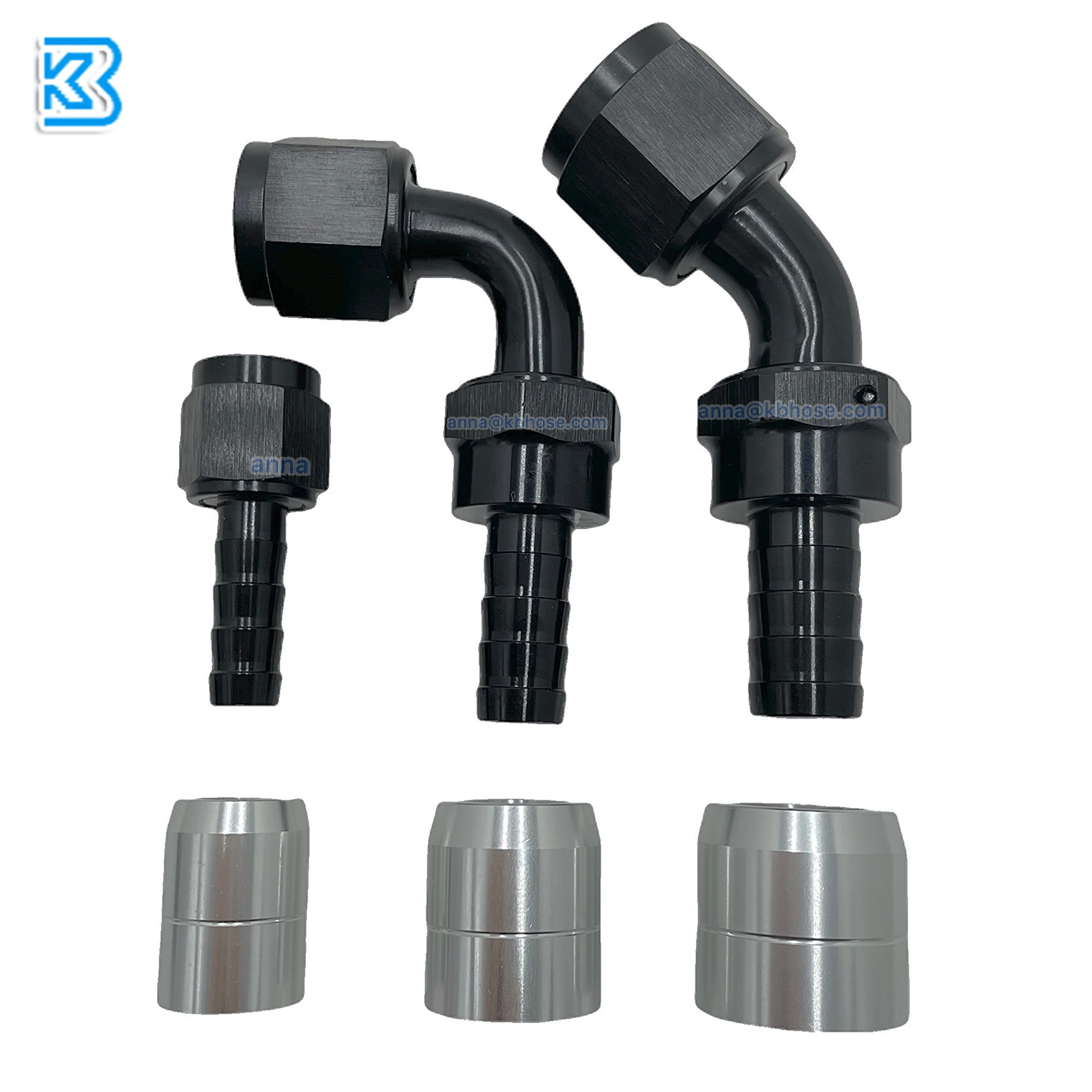 Crimp Press On Swivel An6 An8 An10 An12 AN16 Straight 45deg 90deg Hose Ends An Fitting