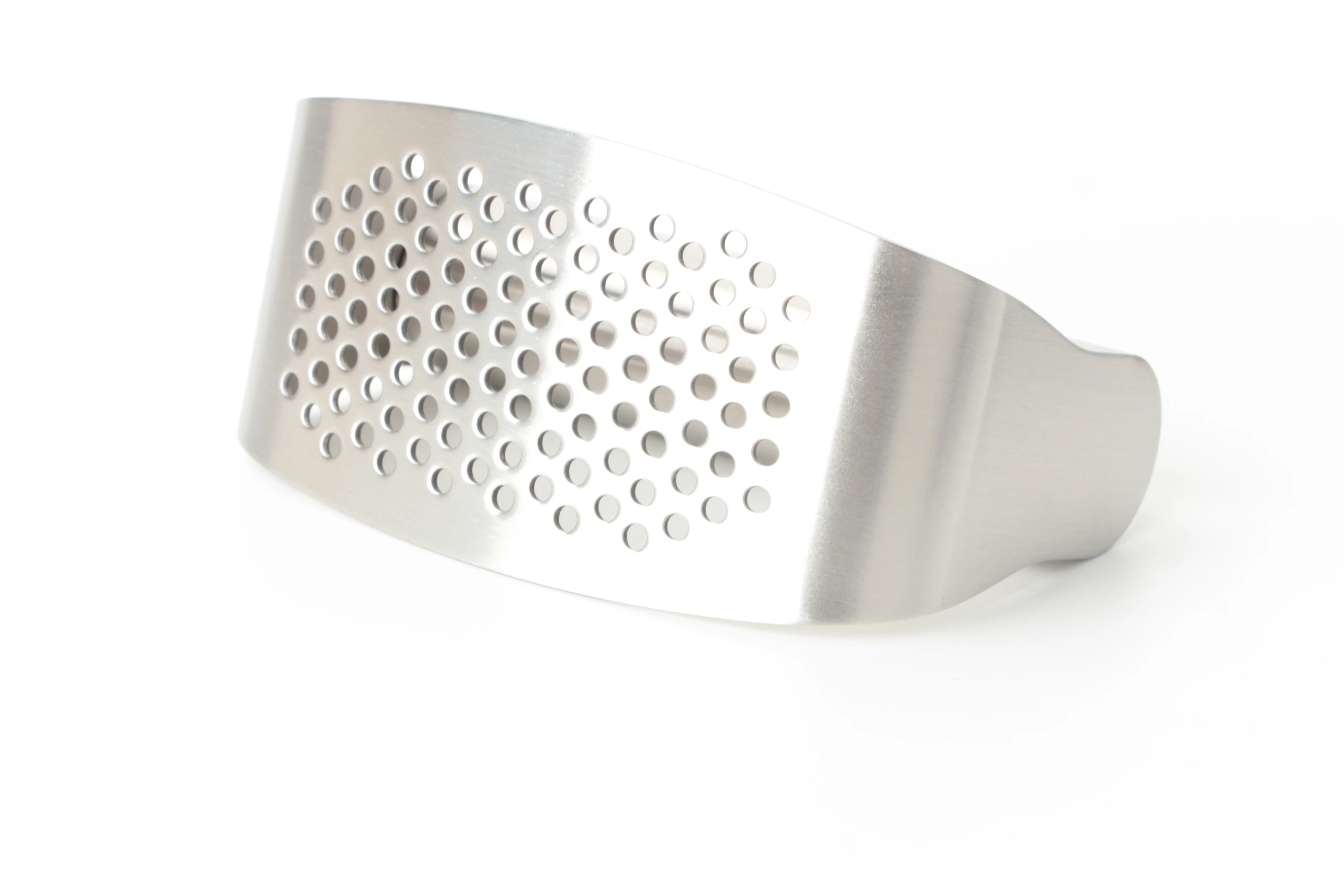 Garlic Press Rocker New Kitchen Stainless Steel Garlic Mincer Crusher, Matching Silicone Roller Peeler and Cleaning Brush