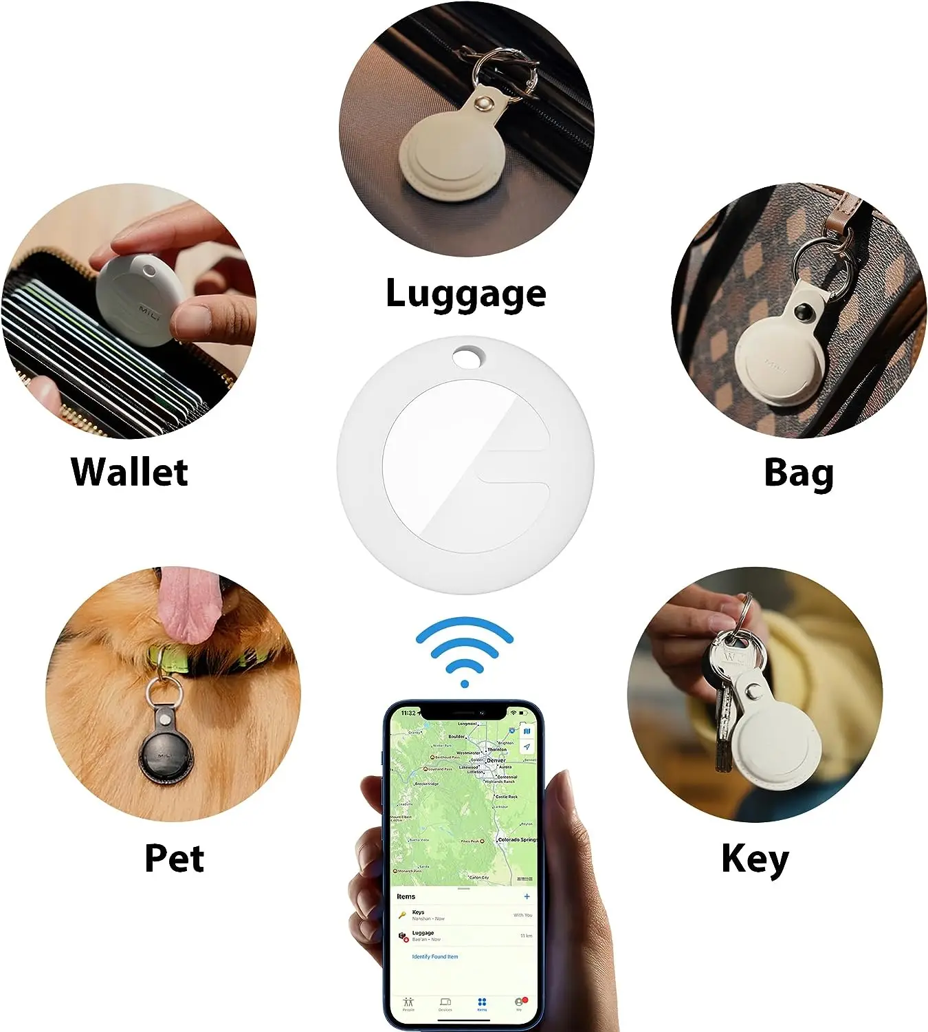 GPS Tracker Item Finder Attachment Locator for Lost Keys Bag Wallet Luggage Pets iOS Only