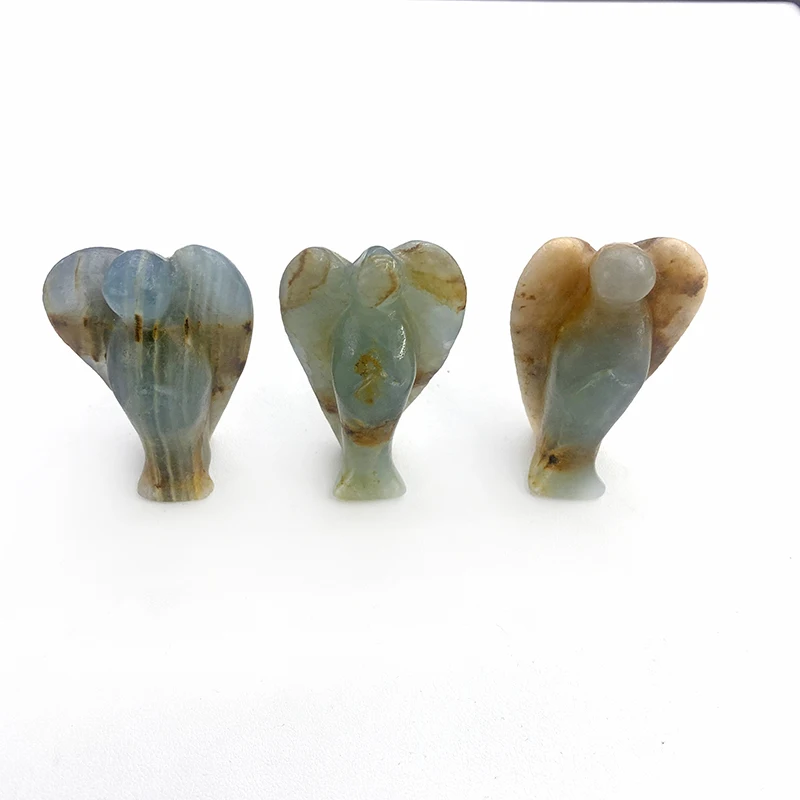 wholesale natural high quality crystal Angel crafts Blue crystal Blue agate Angel statue for Halloween decorations