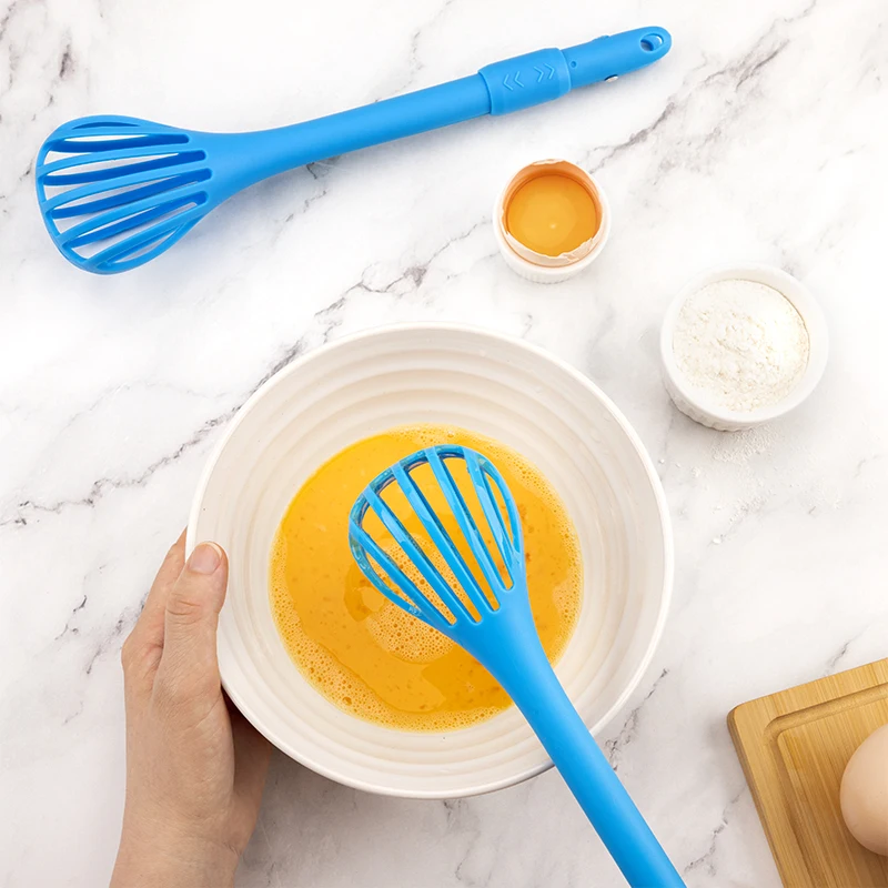 2 in 1 Nylon Grip Flip Tongs Kitchen Spatula and Tongs Egg Whisk Beater with Food Tong