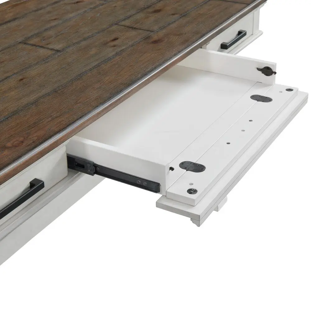 French Rustic White Furniture  Drake 60in Wooden Writing Office Desks Study Table