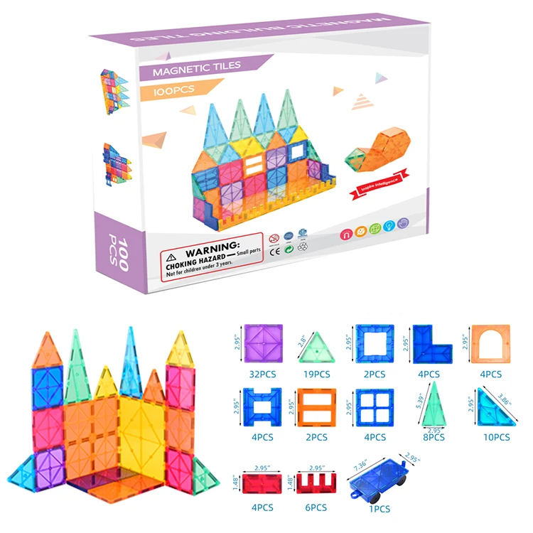 108PCS Educational Magnetic Toys 3D Construction Magnet Building Blocks Sets Magnetic Tiles for kids
