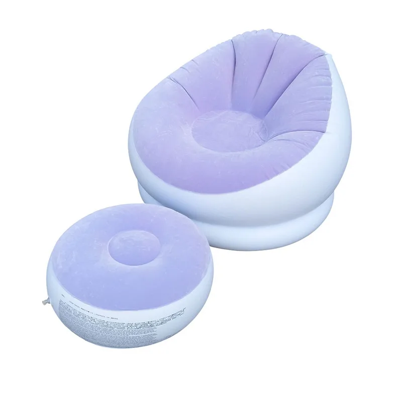 Portable Lazy sofa Couch Single Balcony Nap Inflatable Small Sofa Bed Bedroom Leisure Inflatable Lounge Chair & Ottoman Set