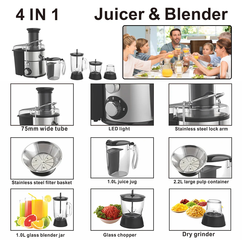 Hot Sale 4 in 1 Personal Food Processor Multi Functional Fresh Fruit Mixer Blender for Home