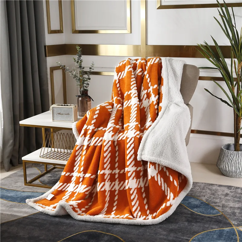 New Winter Thickened Blooming Double Layer Of Blanket Flange Casual Sofa Coral Fleece Velvet Cover Blanket