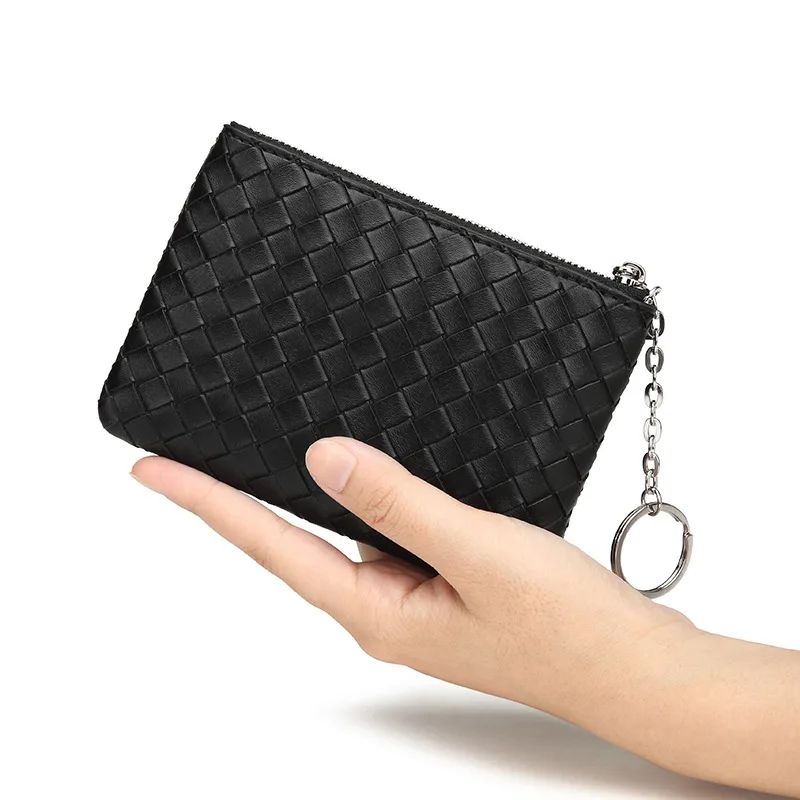 New Arriving Designer Woven Wallet Short Mini Purse Bag Portable Zipper Keychain Bag Women Men Luxury Wallet Catalogue
