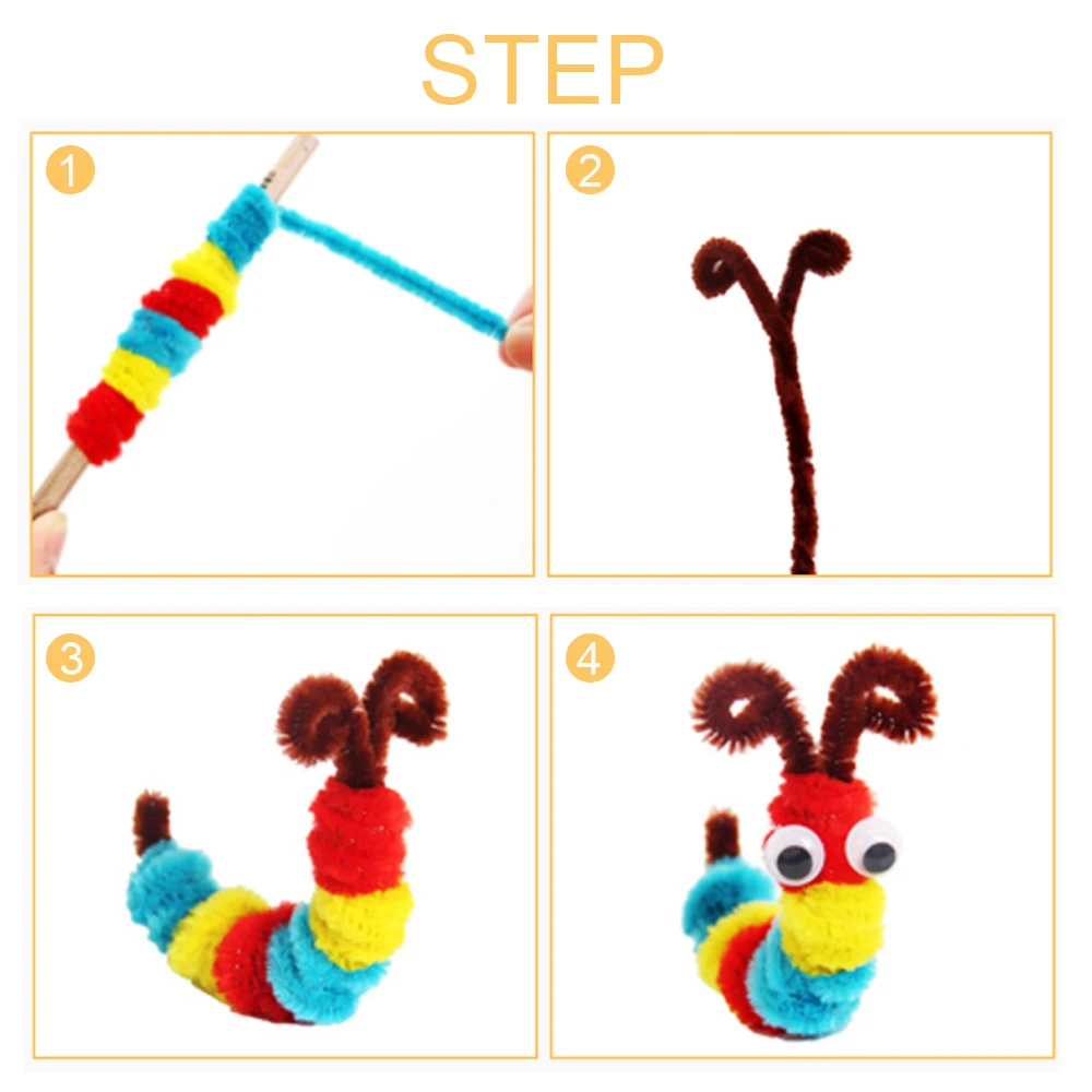 OEM Magic Colorful DIY Wire Chenille Stem Foam Pipe Cleaners Craft Kit With Pom-poms