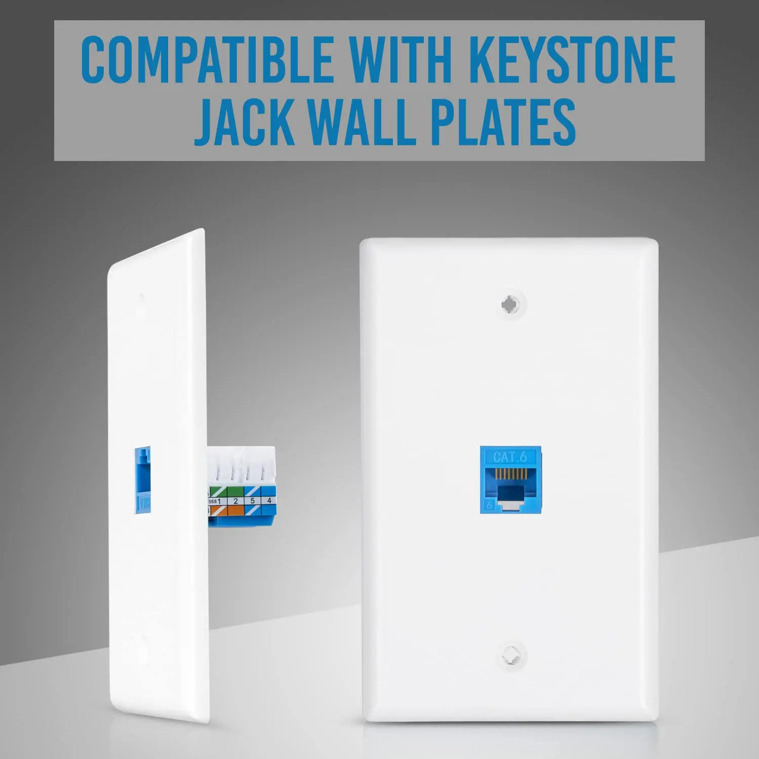 RJ45 Cat6/5e Blue Keystone Jack 110 Type Modular Female Connectors Compatible with Speed Termination Tool easy JACK Cat6/5e