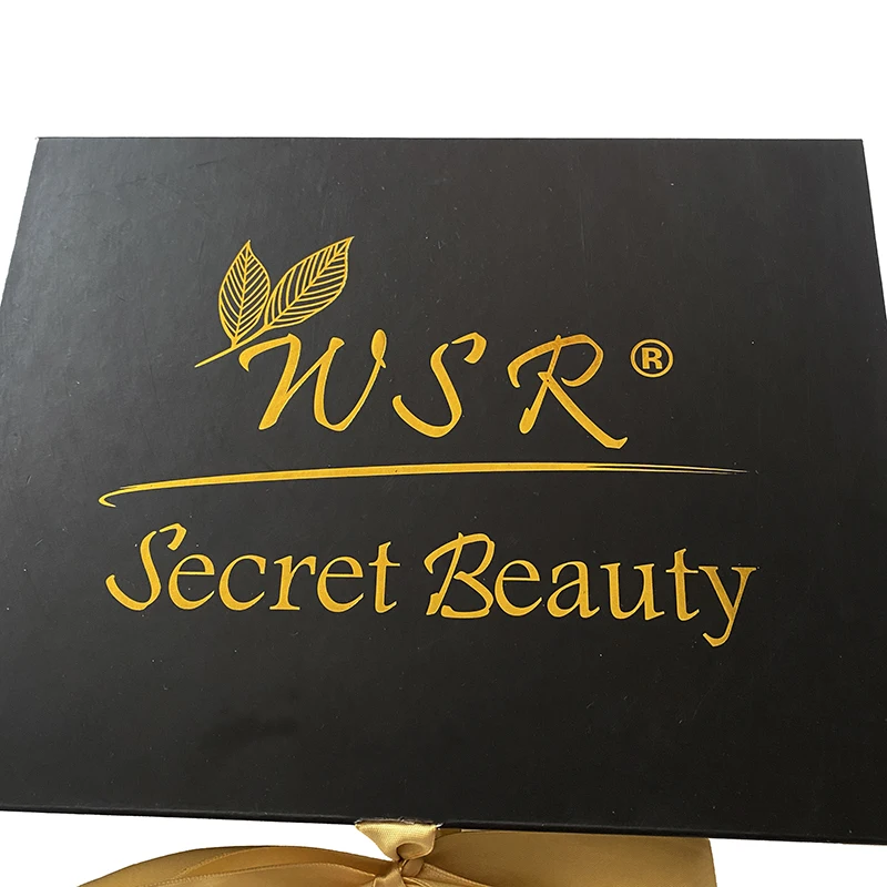 Hot Stamping Gold Logo Black Paper Christmas Gift Boxes Luxury Cosmetics Present Box For Promotion