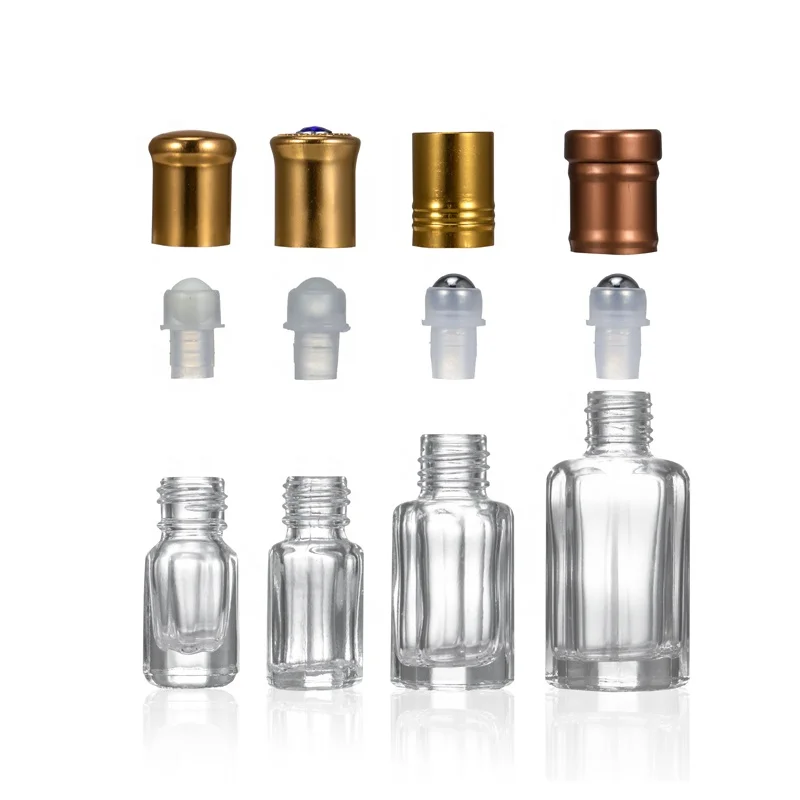 Luxury Empty Octagon Perfume Roller Bottles 3 Ml 6Ml 10Ml 12 Ml Gold Refillable Essential Oil Roll On Glass Bottle