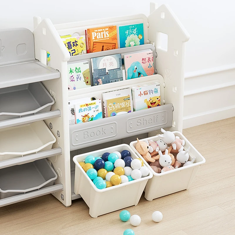 New House Shape Kids Toy Shelf Corganizador de juguetes para beb Children Plastic Toy Storage Cabinet Bookshelf Set Kids Cabinet