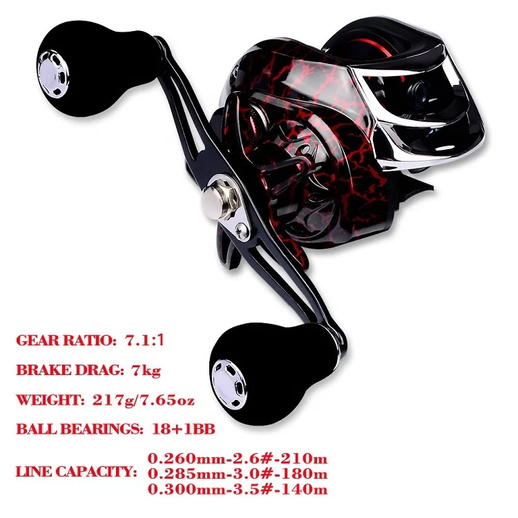 Hot Sell  High Speed  Baitcasting Fishing Reel 7.1 Gear Ratio 18+1BB 7Kg Brake Drag Metal reel