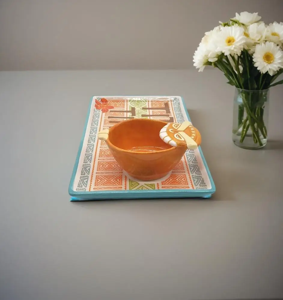 manufacturer cheap custom owl design ceramic chips and dips plate with bowl