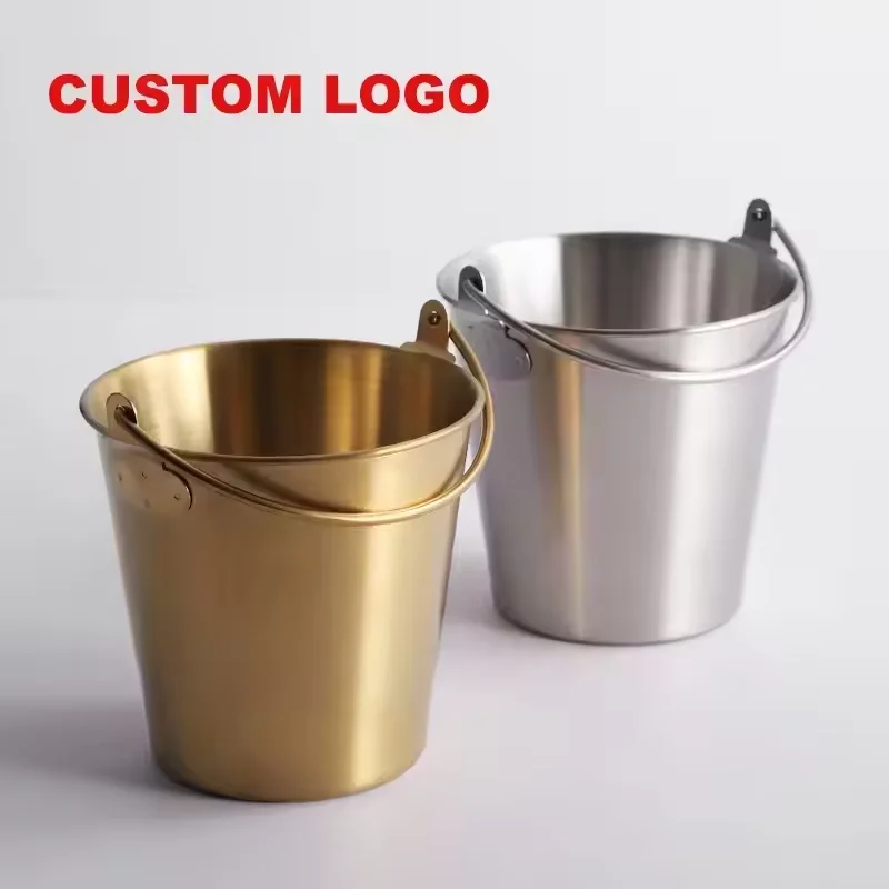 Factory Direct Luxury Gold Plated Antique Deer Handle Stainless Steel Metal Champagne Bowl Bucket Cooler Beer Wine Ice Bucket